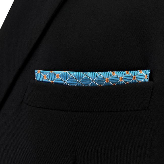 shlax & wing BH5 Blue Bisque Geometric Silk Mens Pocket Square Fashion Classic Handkerchief Dress Hanky Promoción trimestral