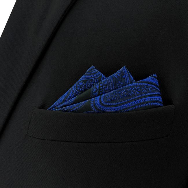 shlax & wing BH7 Navy Paisley Silk Mens Pocket Square Fashion Classic Brand New Handkerchief Wedding Hanky Superdescuento
