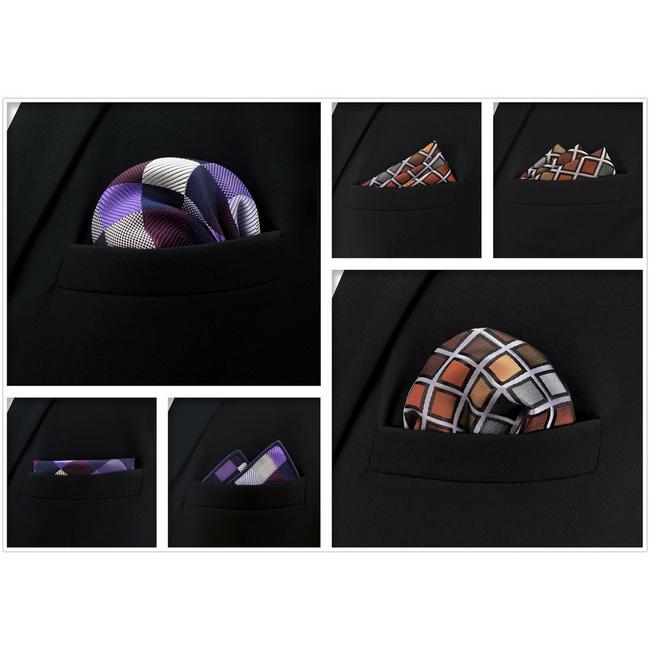 shlax & wing 5 Pieces Assorted Fashion Mens Pocket Square Classic Handkerchiefs Set 1-27 Liquidación