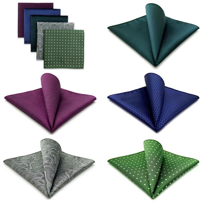 shlax & wing 5 Pieces Assorted Fashion Mens Pocket Square Classic Handkerchiefs Set 2-53 Ahorra y exporta