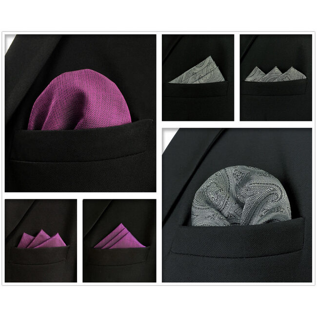 shlax & wing 5 Pieces Assorted Fashion Mens Pocket Square Classic Handkerchiefs Set 2-53 Ahorra y exporta