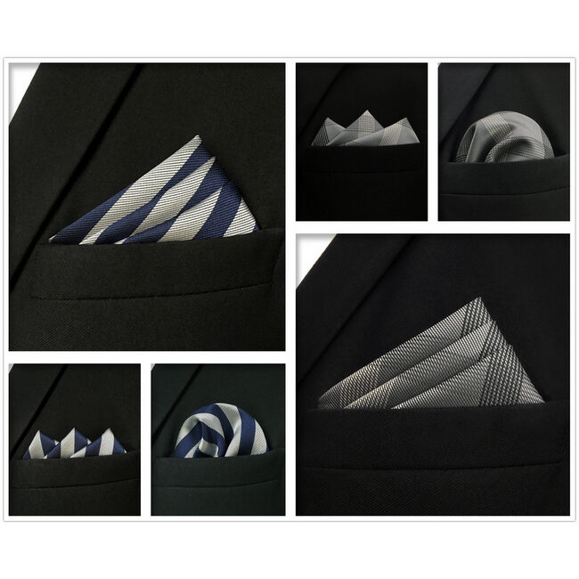 shlax & wing 5 Pieces Assorted Fashion Mens Pocket Square Classic Handkerchiefs Set 2-55 En oferta