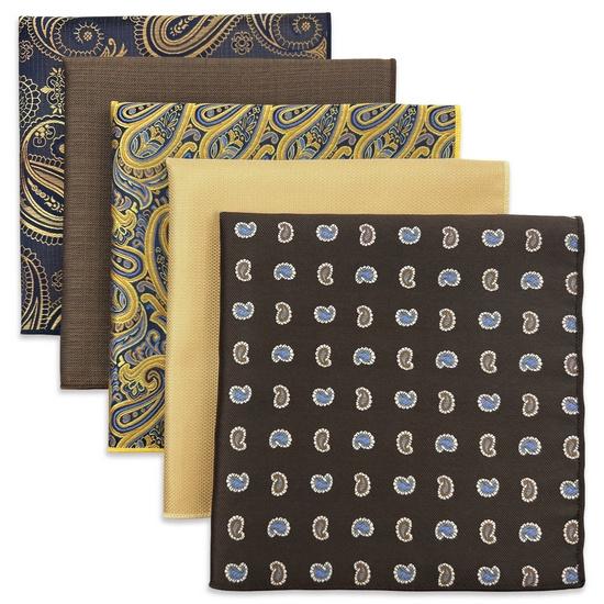 shlax & wing 5 Pieces Assorted Fashion Mens Pocket Square Classic Handkerchiefs Set 2-98