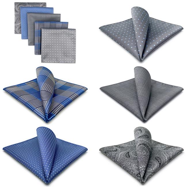 shlax & wing 5 Pieces Assorted Mens Pocket Square Fashion Gift Classic Handkerchiefs Set 1-37 Oferta exclusiva
