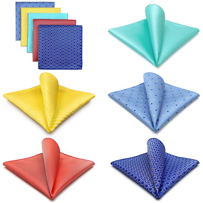 shlax & wing 5 Pieces Assorted Mens Pocket Square Fashion Gift Classic Handkerchiefs Set 2-104 Última moda