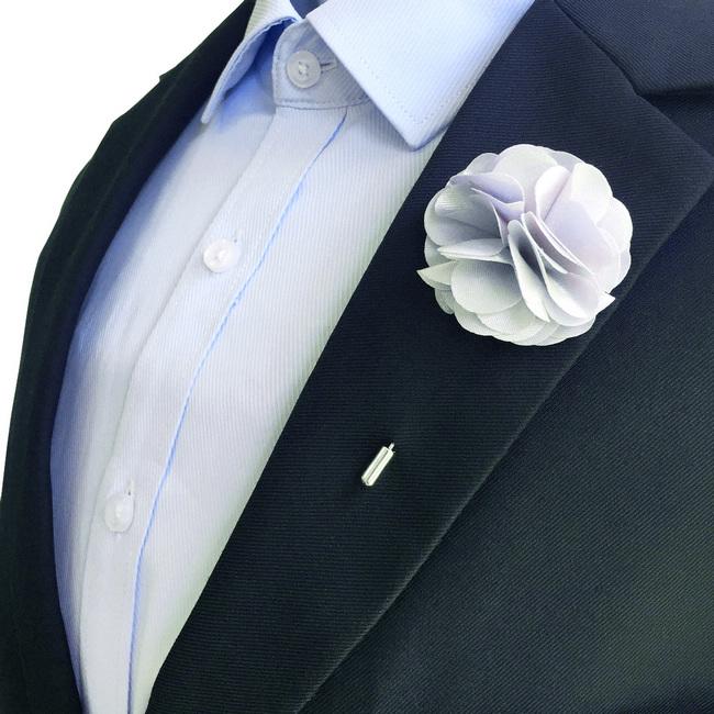 shlax & wing Gray Silk Cotton Blend Lapel Flowers Boutonniere Stick Pin Men’s Accessories Handmade Necktie Ofertas de temporada
