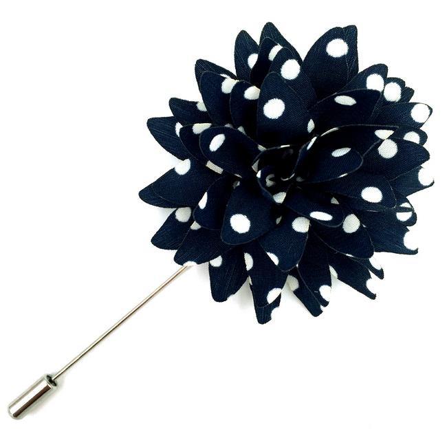 shlax & wing Navy Blue White Dots Lapel Flowers Boutonniere Silk Blend Handmade Stick Pin Men’s Accessories Devoluciones gratuitas
