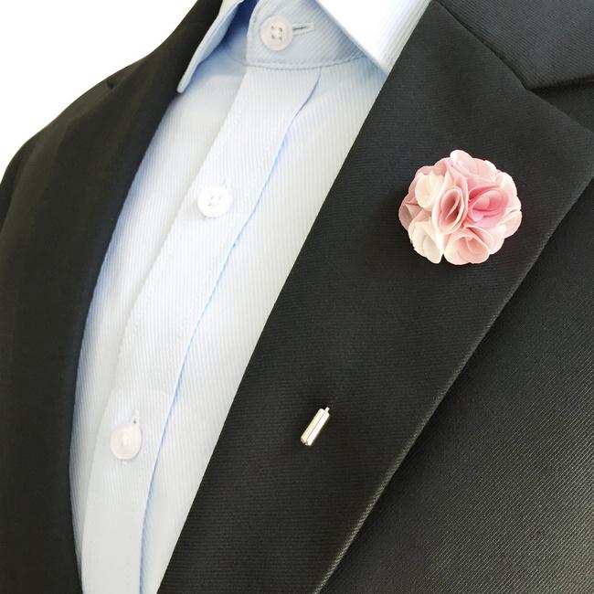 shlax & wing Pink White Cotton Blend Lapel Flowers Boutonniere Stick Pin Men’s Accessories Handmade Necktie Outlet online