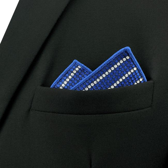 shlax & wing FH27 Blue Striped Mens Pocket Square Classic Fashion Handkerchief Business Wedding Venta caliente