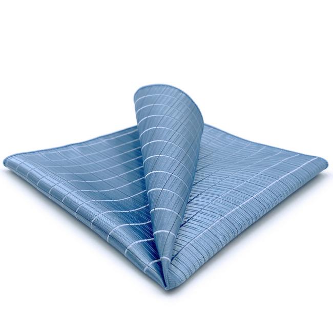 shlax & wing FH3 Light Blue Checkes Mens Pocket Square Business Silk Handkerchief Gift En oferta