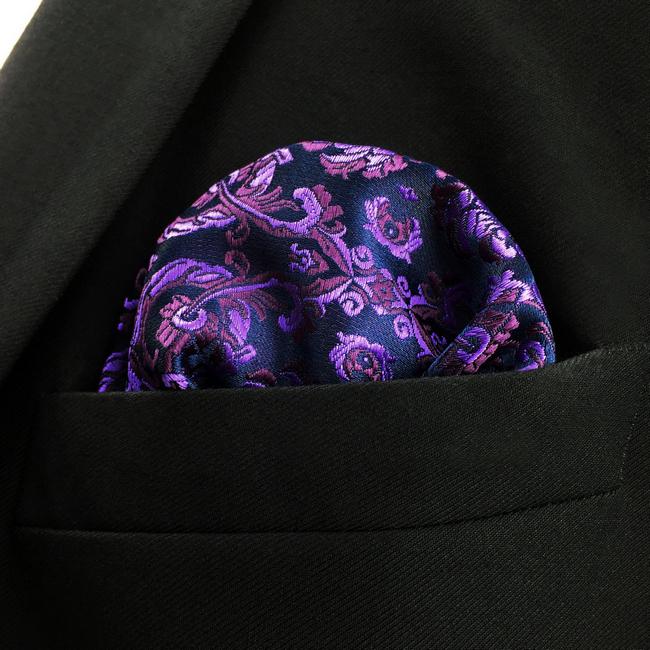 shlax & wing DH15 Purple Abstract Silk Jacquard Woven Mens Pocket Square Classic Fashion Accessory Hanky Los más vendidos