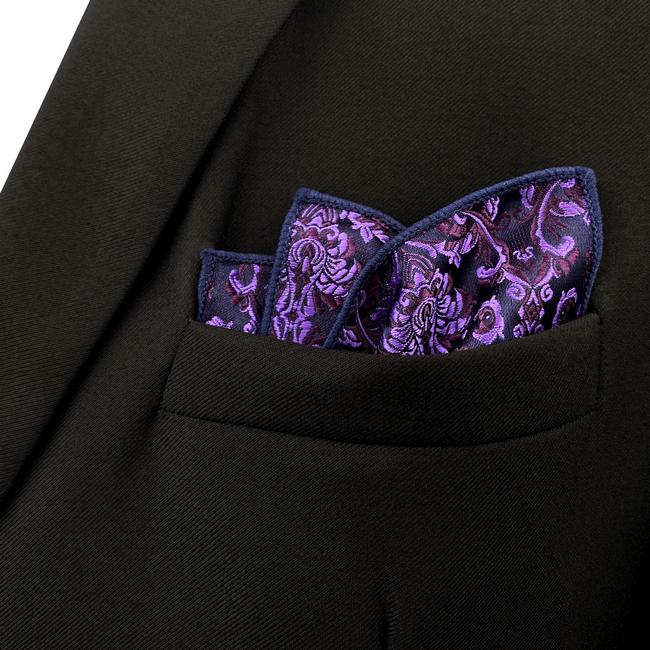 shlax & wing DH15 Purple Abstract Silk Jacquard Woven Mens Pocket Square Classic Fashion Accessory Hanky Los más vendidos