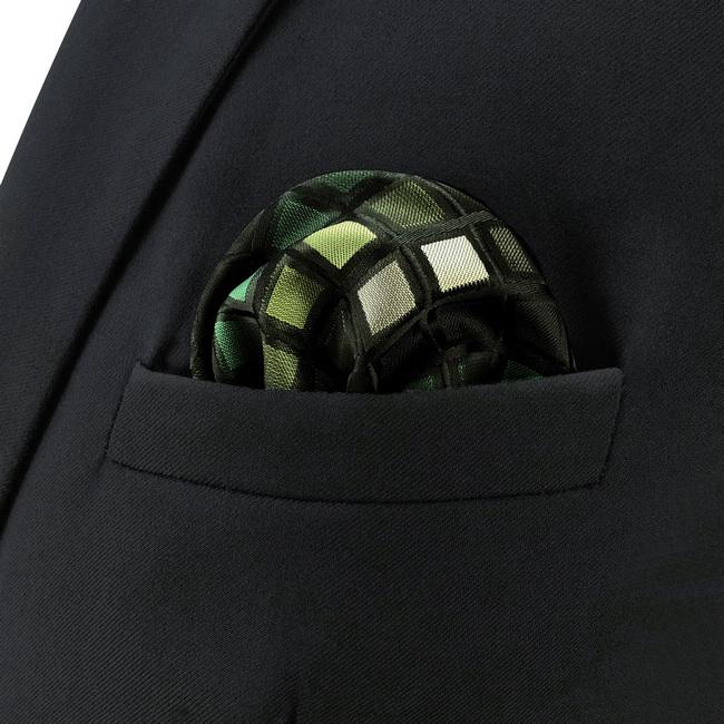 shlax & wing CH2 Green Black Checkes Silk Mens Pocket Square Classic Fashion Hanky Dress Wedding Handkerchief Descuento