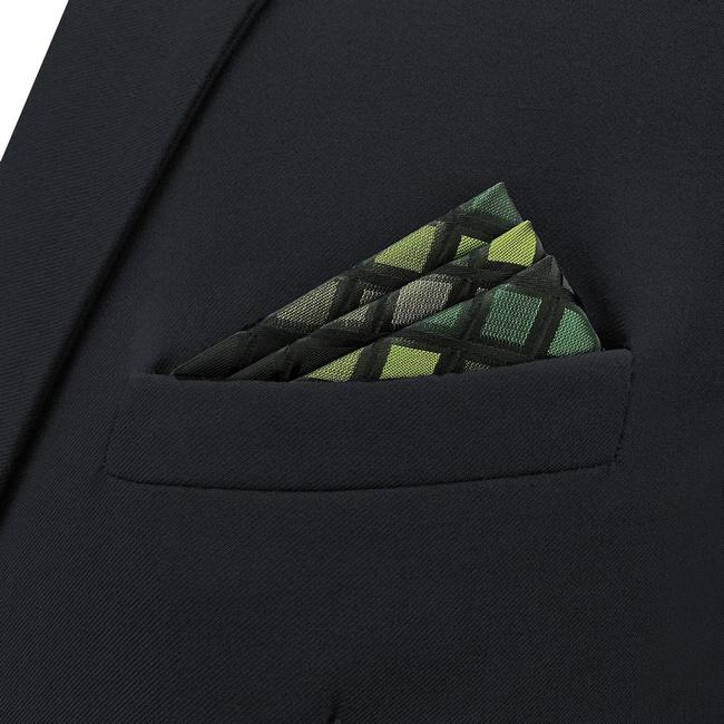 shlax & wing CH2 Green Black Checkes Silk Mens Pocket Square Classic Fashion Hanky Dress Wedding Handkerchief Descuento