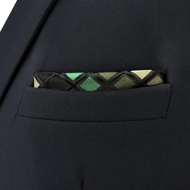 shlax & wing CH2 Green Black Checkes Silk Mens Pocket Square Classic Fashion Hanky Dress Wedding Handkerchief Descuento