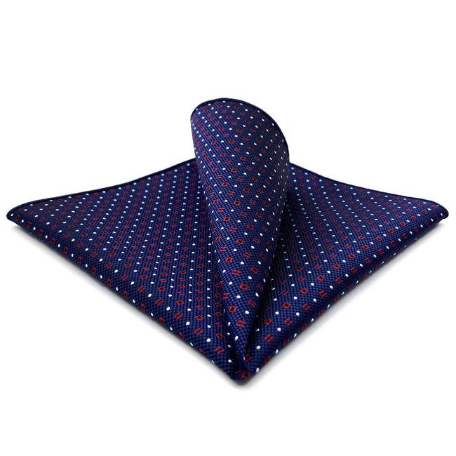shlax & wing CH24 Navy Red White Dots Mens Pocket Square Silk Wedding Classic Handkerchief Brand New Accessory Hanky