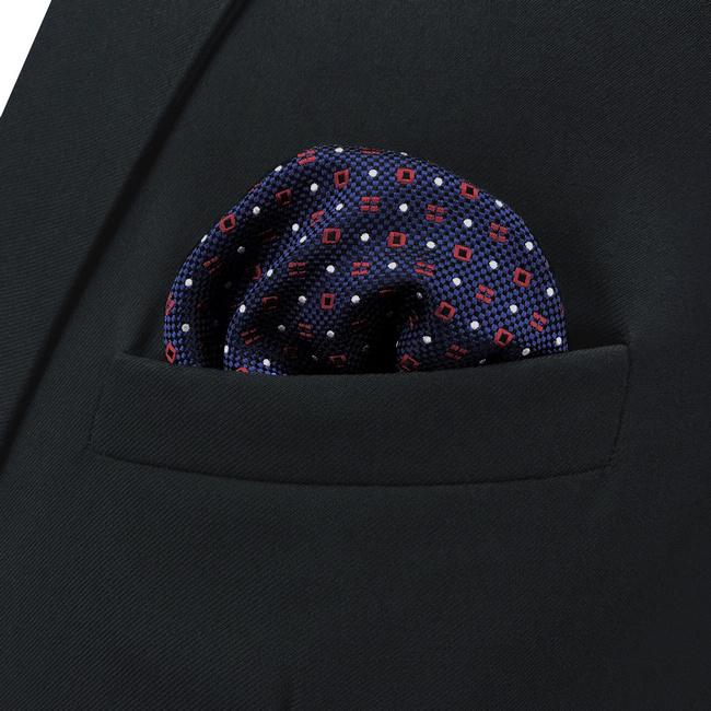 shlax & wing CH24 Navy Red White Dots Mens Pocket Square Silk Wedding Classic Handkerchief Brand New Accessory Hanky Mejor oferta