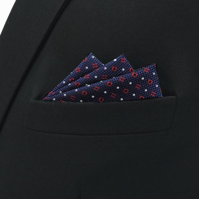 shlax & wing CH24 Navy Red White Dots Mens Pocket Square Silk Wedding Classic Handkerchief Brand New Accessory Hanky Mejor oferta