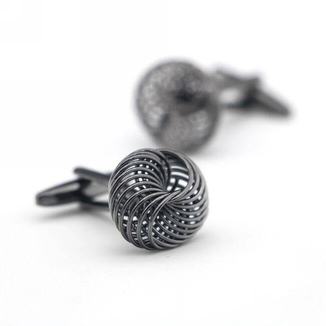 shlax & wing Pair of Mens Cufflinks Black Stainless steel Floral Elegant Style Mens Studs Elegant Style Cuffs 94