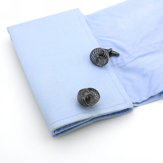 shlax & wing Pair of Mens Cufflinks Black Stainless steel Floral Elegant Style Mens Studs Elegant Style Cuffs 94 Rebajas online