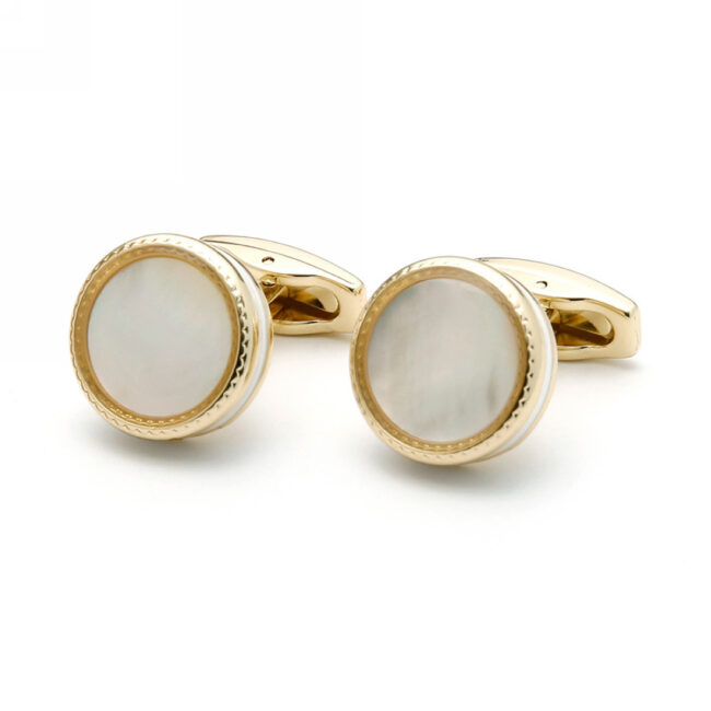 shlax & wing Stainless steel Mens Cufflinks Mother of Pearl Personalized French Shirt Pair of Cuffs 97