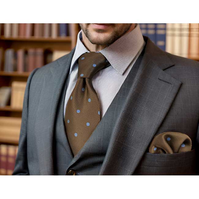 shlax & wing A54 Brown Dots Mens Neckties Hanky Set Fashion Classic Wedding Extra Long Size Business Ties