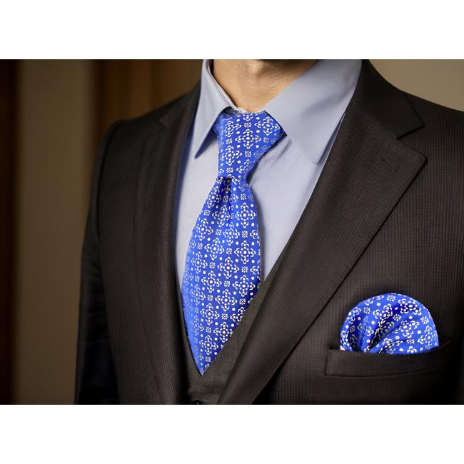 shlax & wing A63 Royal Blue Floral Mens Neckties Hanky Set Party Classic Extra Long Size Fashion Business Skinny Ties