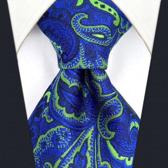 shlax & wing A67 Lime Green Royal Blue Paisley Men Necktie Fashion Dress Extra Long Size Luxury Business Party Oferta especial de fábrica