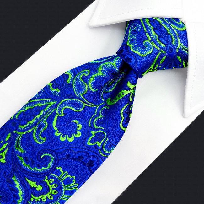 shlax & wing A67 Lime Green Royal Blue Paisley Men Necktie Fashion Dress Extra Long Size Luxury Business Party Oferta especial de fábrica