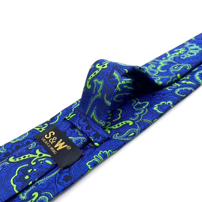 shlax & wing A67 Lime Green Royal Blue Paisley Men Necktie Fashion Dress Extra Long Size Luxury Business Party Oferta especial de fábrica