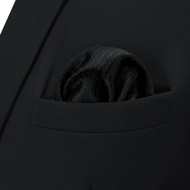 shlax & wing CH28 Silk Black Solid Mens Pocket Square Fashion Wedding Acceossories Hanky Brand New Handkerchief Promoción trimestral