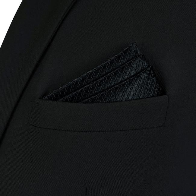 shlax & wing CH28 Silk Black Solid Mens Pocket Square Fashion Wedding Acceossories Hanky Brand New Handkerchief Promoción trimestral