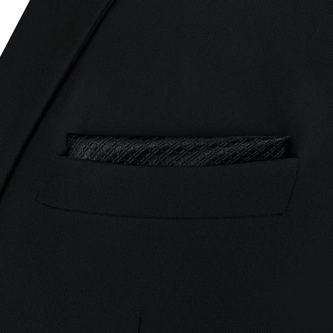 shlax & wing CH28 Silk Black Solid Mens Pocket Square Fashion Wedding Acceossories Hanky Brand New Handkerchief Promoción trimestral