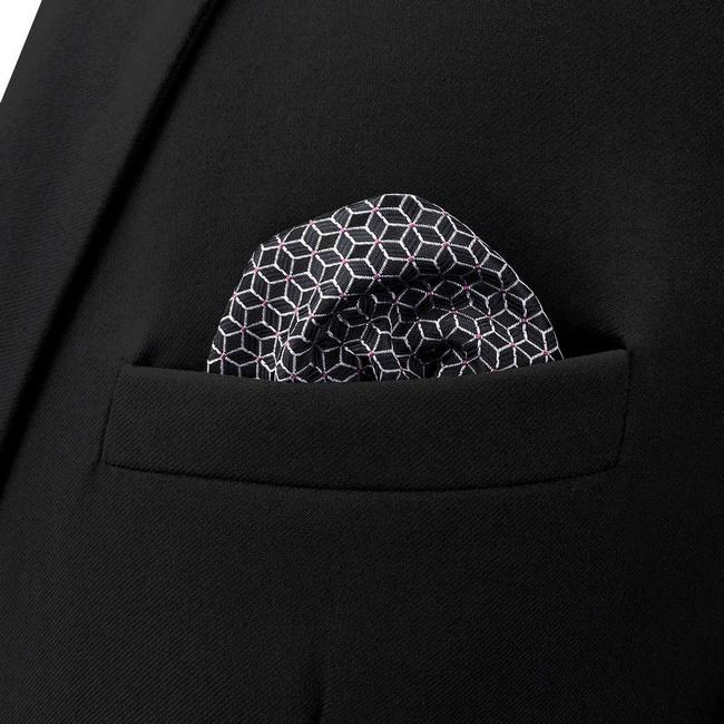 shlax & wing BH40 Black Geometric Men’s Pocket Square Accessories Business Superdescuento