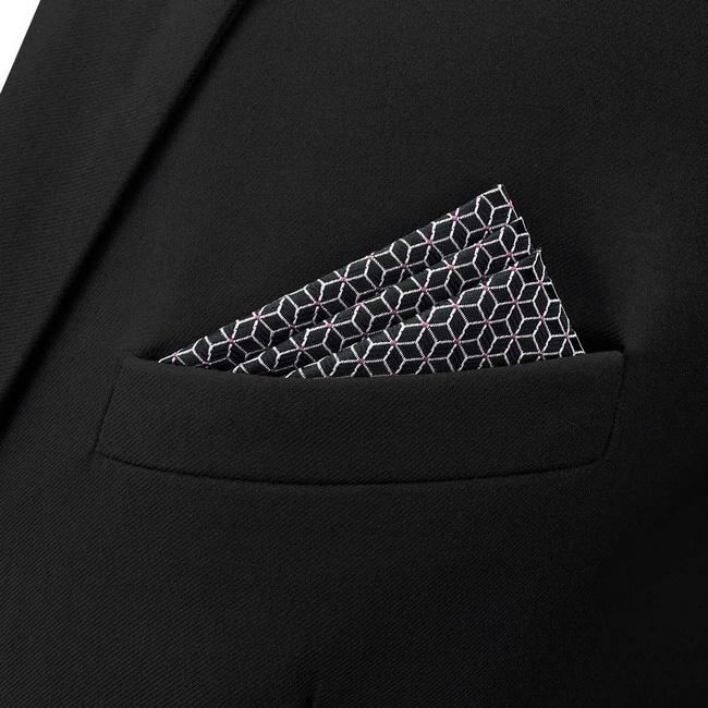 shlax & wing BH40 Black Geometric Men’s Pocket Square Accessories Business Superdescuento