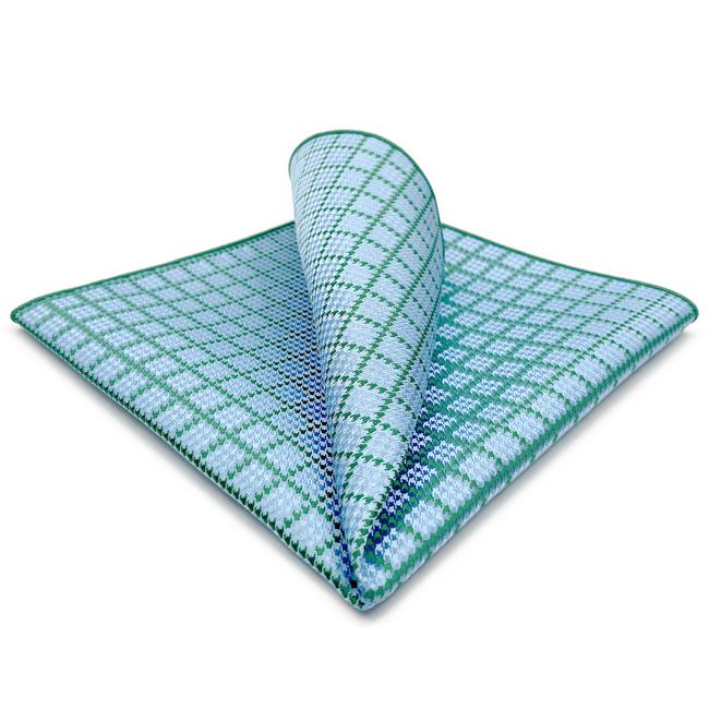 shlax & wing AH82 Aqua Checkes Silk Mens Pocket Square Classic Brand New Handkerchief Fashion Wedding Acceossories Hanky Envío internacional gratuito