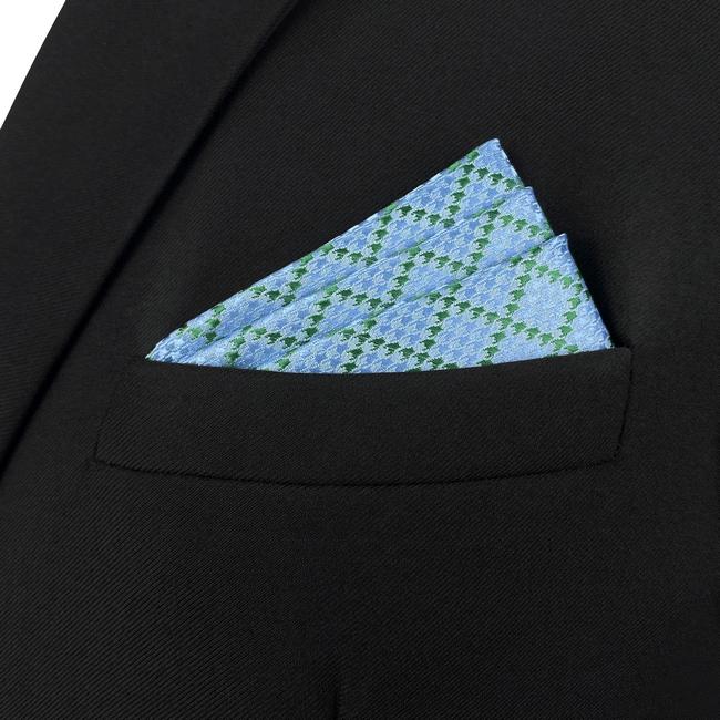 shlax & wing AH82 Aqua Checkes Silk Mens Pocket Square Classic Brand New Handkerchief Fashion Wedding Acceossories Hanky Envío internacional gratuito
