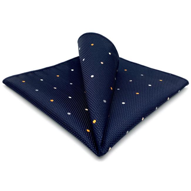 shlax & wing DH12 Navy Polka Dots Mens Pocket Square Silk Classic Handkerchief Fashion Groom Dress Hanky