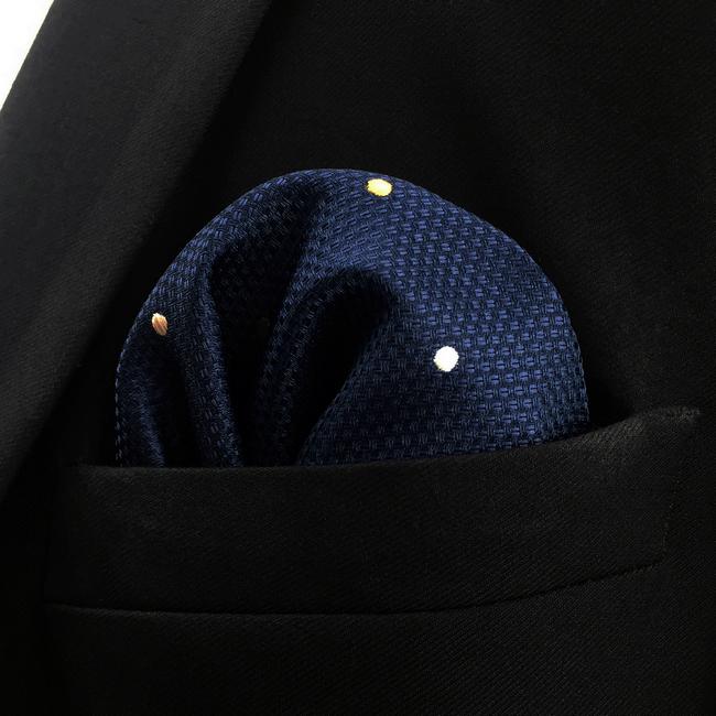 shlax & wing DH12 Navy Polka Dots Mens Pocket Square Silk Classic Handkerchief Fashion Groom Dress Hanky Limitado a 3 días