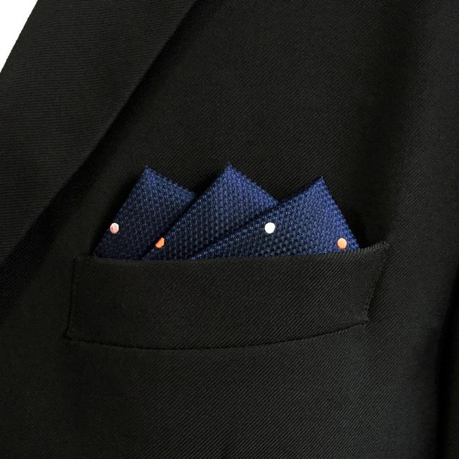 shlax & wing DH12 Navy Polka Dots Mens Pocket Square Silk Classic Handkerchief Fashion Groom Dress Hanky Limitado a 3 días