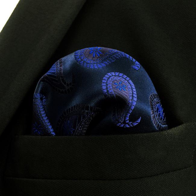 shlax & wing DH14 Navy Paisley Mens Pocket Square Silk Wedding Classic Handkerchief Novelty Fashion Groom Hanky Precios de Black Friday