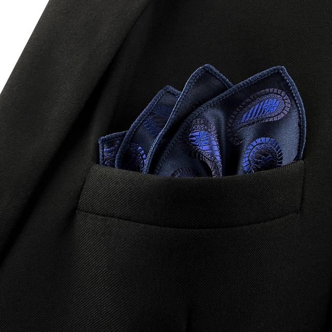 shlax & wing DH14 Navy Paisley Mens Pocket Square Silk Wedding Classic Handkerchief Novelty Fashion Groom Hanky Precios de Black Friday