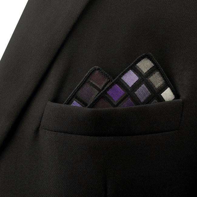 shlax & wing DH2 Purple Checkes Mens Pocket Square Classic Silk Handkerchief Wedding Fashion Hanky En oferta