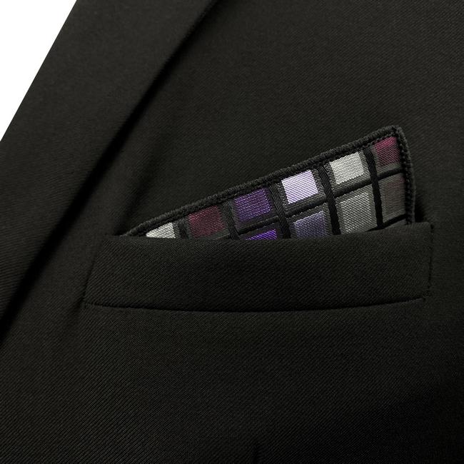 shlax & wing DH2 Purple Checkes Mens Pocket Square Classic Silk Handkerchief Wedding Fashion Hanky En oferta