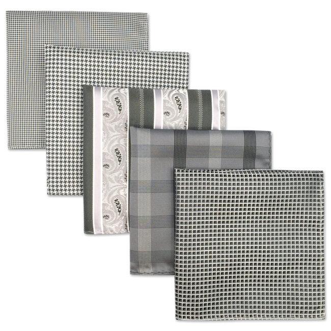 shlax & wing 5 Pieces Assorted Mens Pocket Square Fashion Gift Classic Handkerchiefs Set 3-18 Grandes ahorros