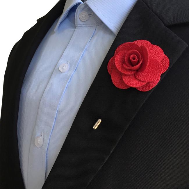 shlax & wing Red Cotton Blend Lapel Flowers Boutonniere Stick Pin Men’s Accessories Handmade Necktie Outlet