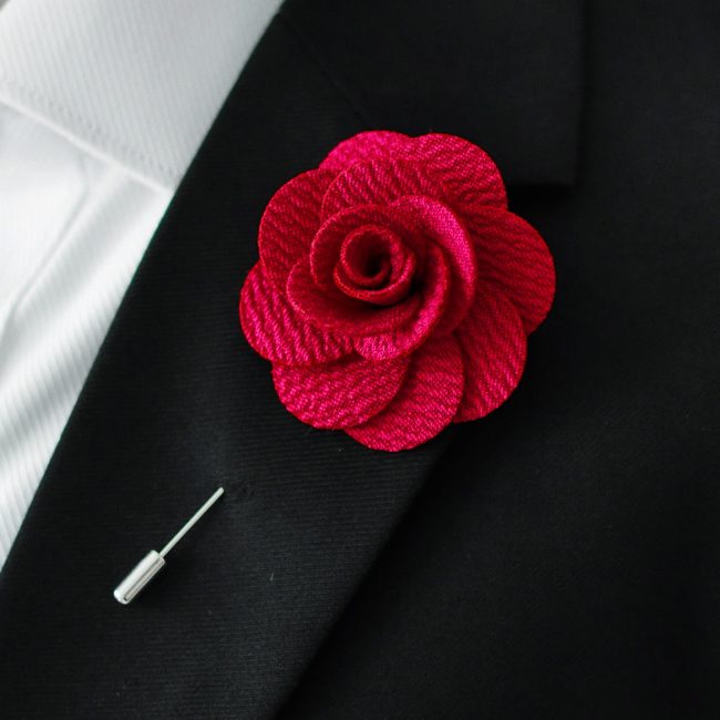 shlax & wing Rose Red Cotton Blend Lapel Flowers Boutonniere Stick Pin Men’s Accessories Handmade Necktie Ofertas