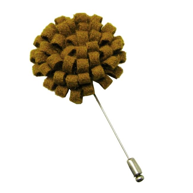 shlax & wing Camel Wool Blend Lapel Flowers Handmade Boutonniere Stick Pin Men’s Accessories Venta caliente