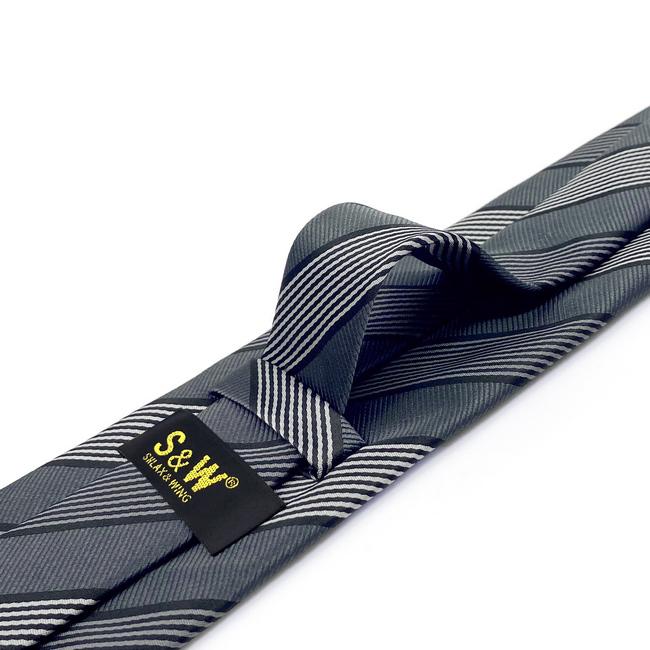 shlax & wing A70 Black Striped Mens Neckties Pocket Square Set Dress Classic Party Novelty Business Gran oferta