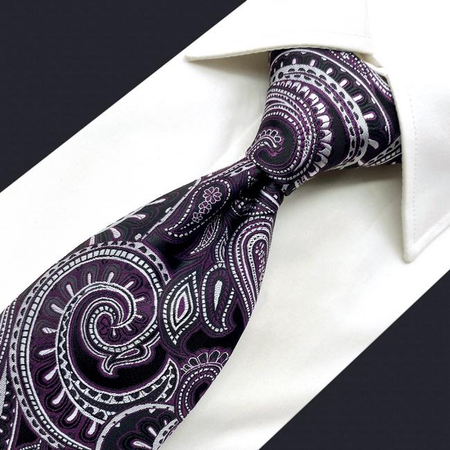 shlax & wing A72 Dark Purple Paisley Mens Neckties Hanky Set Fashion Classic Wedding Extra Long Size Ties Party Gift Rebajas de fábrica